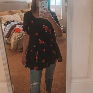 rose black babydoll top